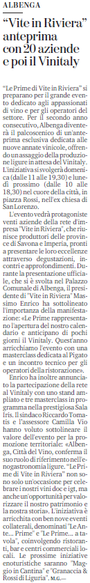 La Stampa - 20 Marzo 2025 - Azienda Agricola RoccaVinealis - Roccavignale, Provincia di Savona - Coltivazione di Granaccia - Vino Liguria
