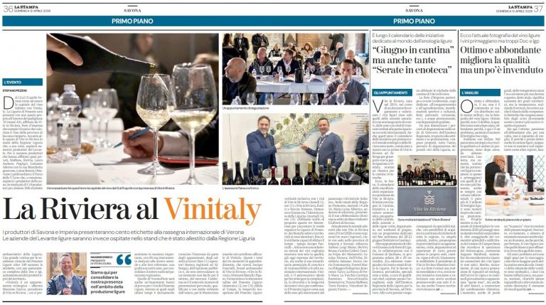 La Stampa - 12 Aprile 2026 - Azienda Agricola RoccaVinealis - Roccavignale, Provincia di Savona - Coltivazione di Granaccia - Vino Liguria
